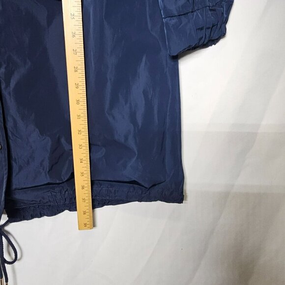 Carolina Belle Montreal Navy Blue Hooded Raincoat Womens M Drawstring Hem Long - Picture 3 of 10